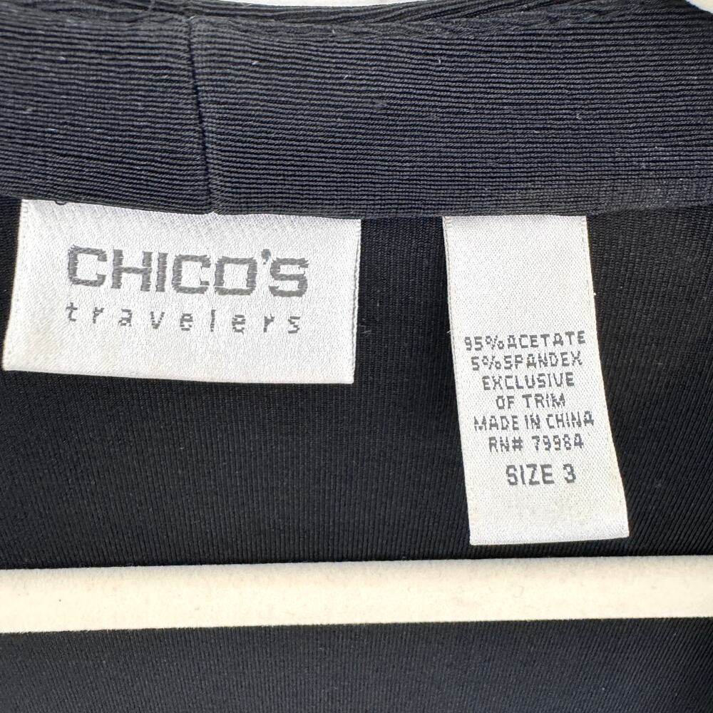 Chico's Travelers Womens Slinky Cardigan Size XL Embroidered Sequin Black - Picture 2 of 6